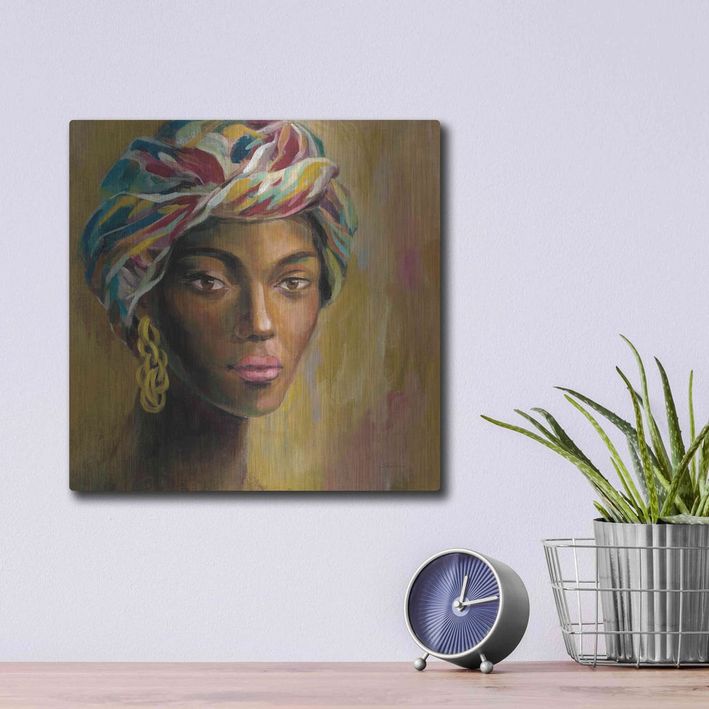 'African Face I' by Silvia Vassileva – Metal Wall Art, 12x12 room view