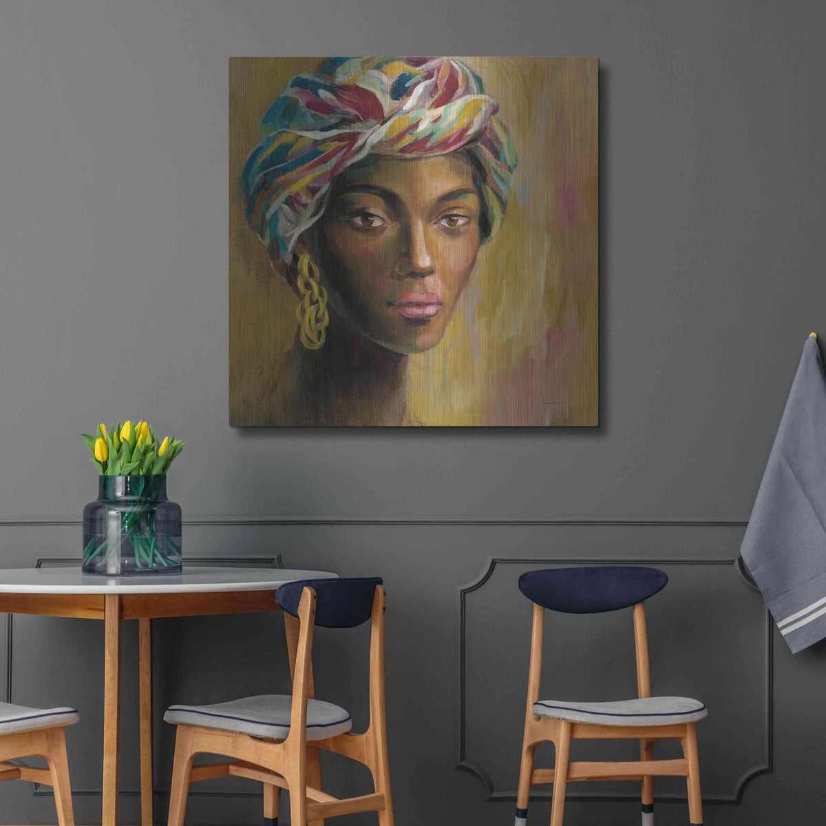 'African Face I' by Silvia Vassileva – Metal Wall Art, 36x36 room view