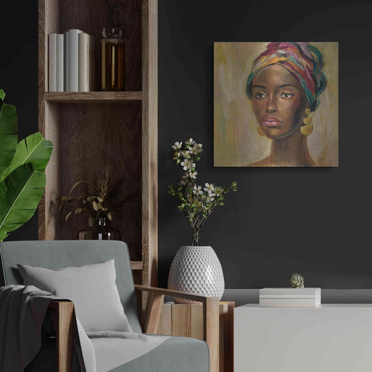 'African Face II' by Silvia Vassileva – Metal Wall Art, 24x24 room view