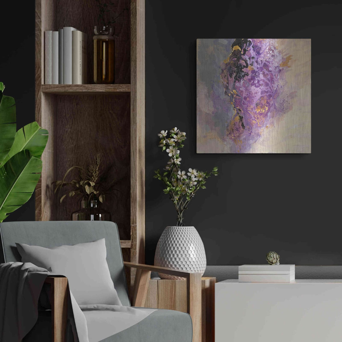 'Amethyst' by Silvia Vassileva – Metal Wall Art, 24x24 room view