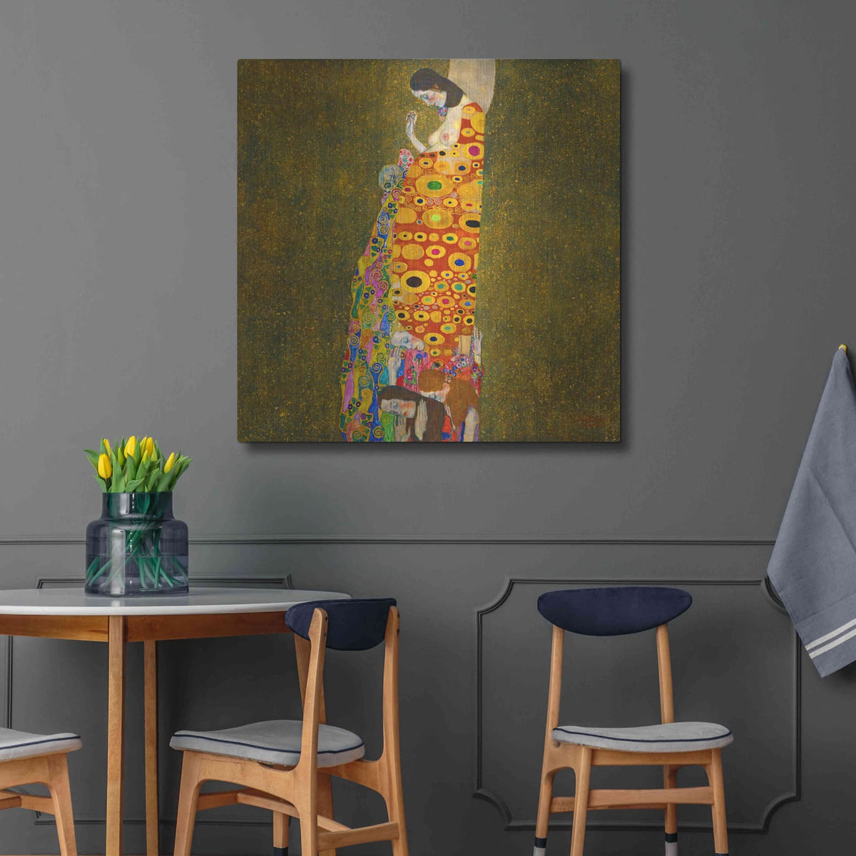 'Hope II' by Gustav Klimt – Metal Wall Art, 36x36 room view