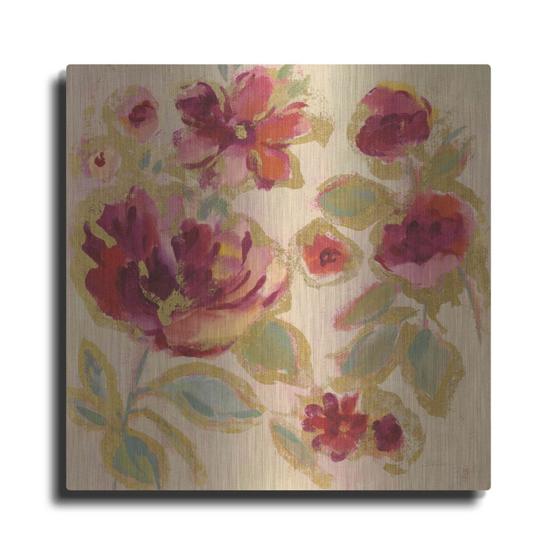 'Gilded Loose Floral I' by Silvia Vassileva – Metal Wall Art