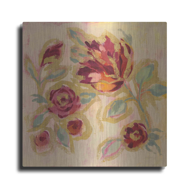 'Gilded Loose Floral II' by Silvia Vassileva – Metal Wall Art