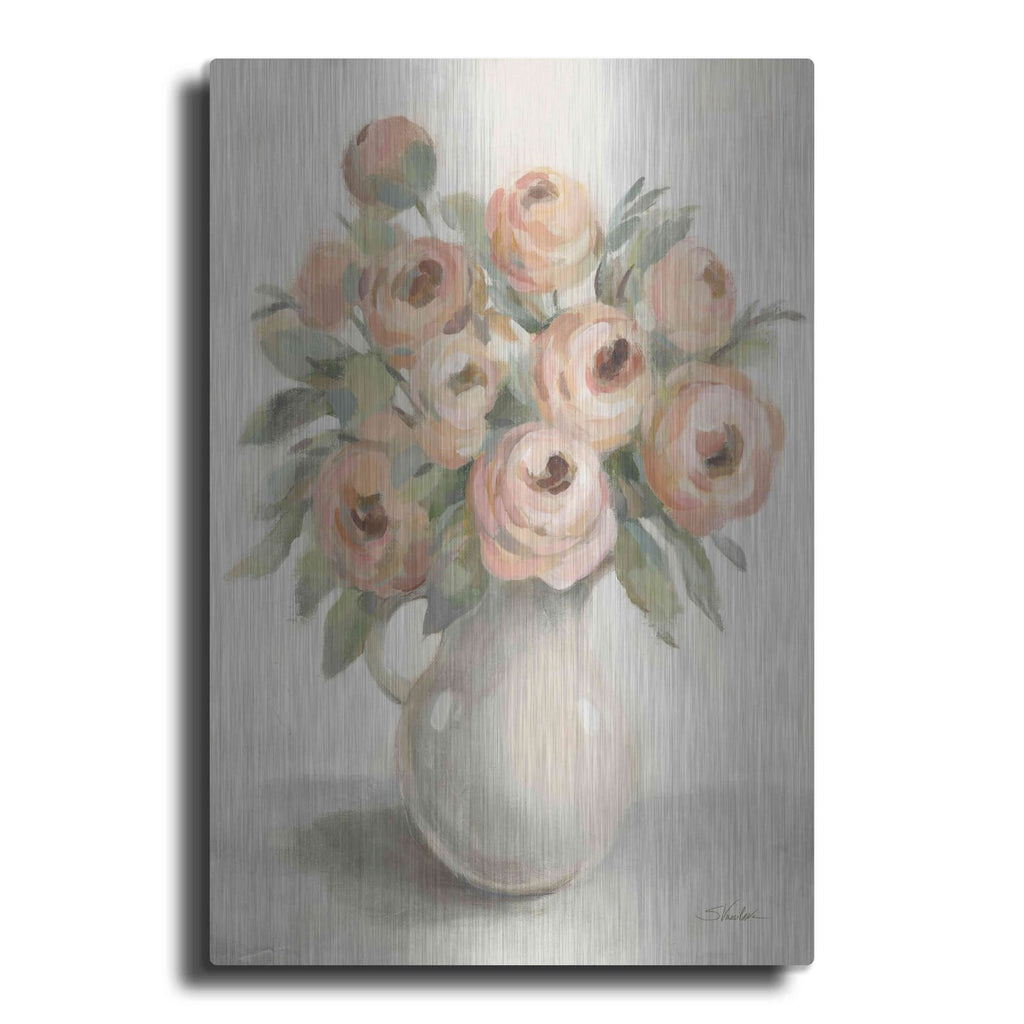 'Blush Flowers in a Jug' by Silvia Vassileva – Metal Wall Art