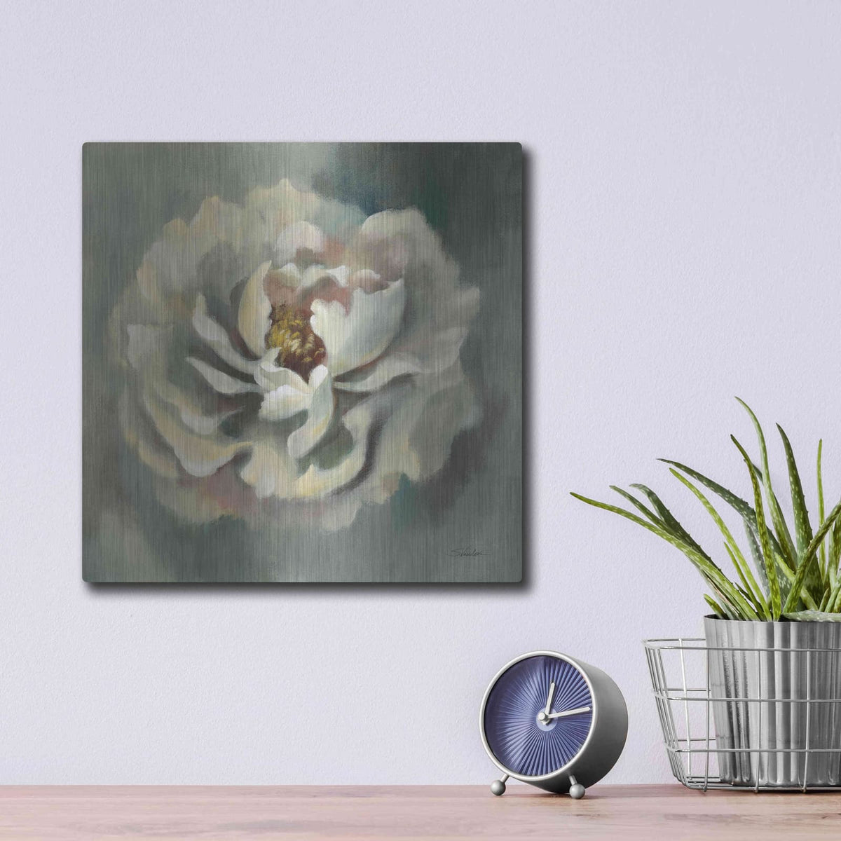 'Dancing Petals' by Silvia Vassileva – Metal Wall Art, 12x12 room view