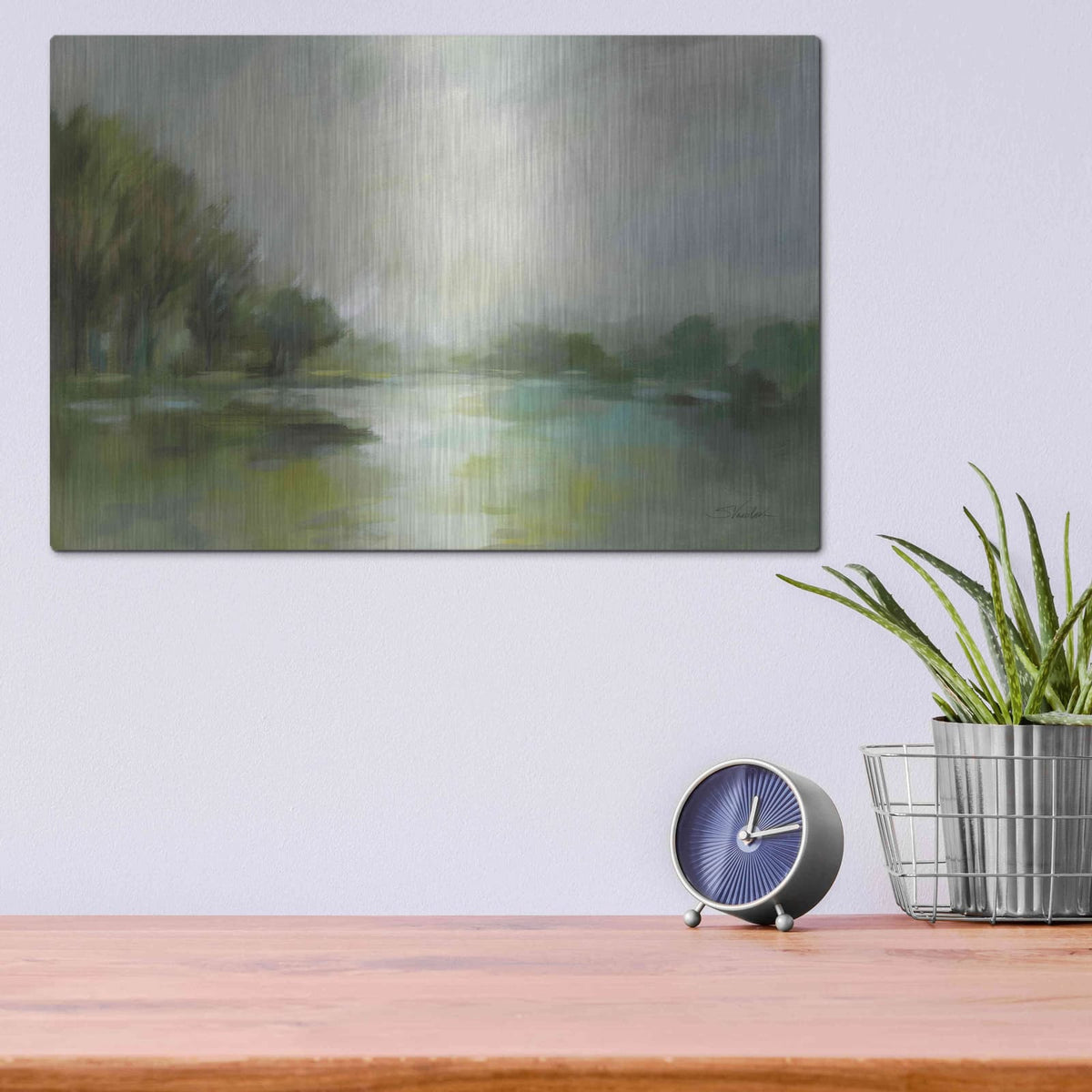 'Lakeside Fog' by Silvia Vassileva – Metal Wall Art, 16x12 room view
