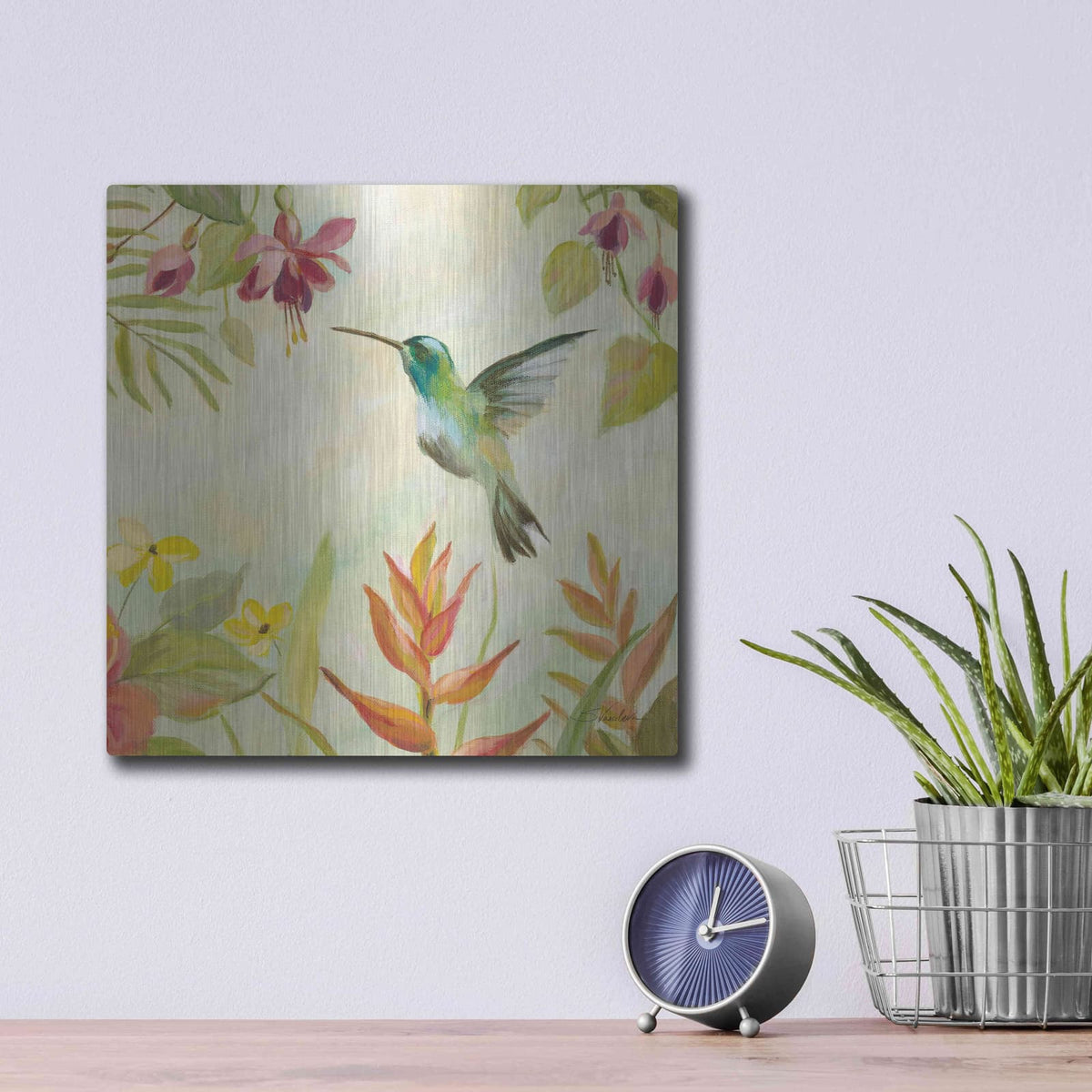 'Hummingbirds Song III' by Silvia Vassileva – Metal Wall Art, 12x12 room view