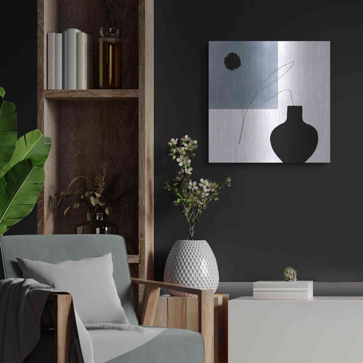 'A Breath of Hair' by Cesare Bellassai – Metal Wall Art, 24x24 room view
