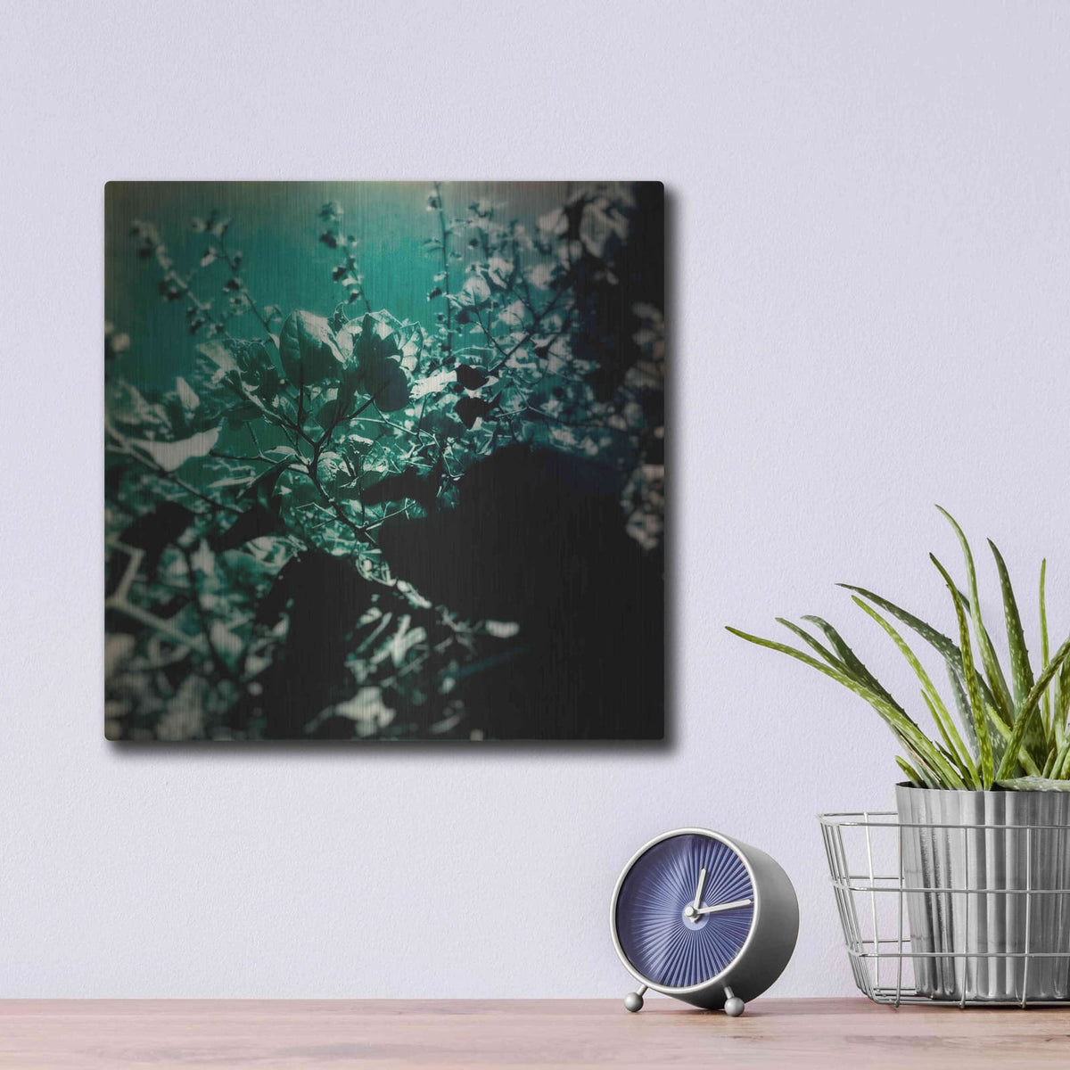 'Green Poem' by Cesare Bellassai – Metal Wall Art, 12x12 room view