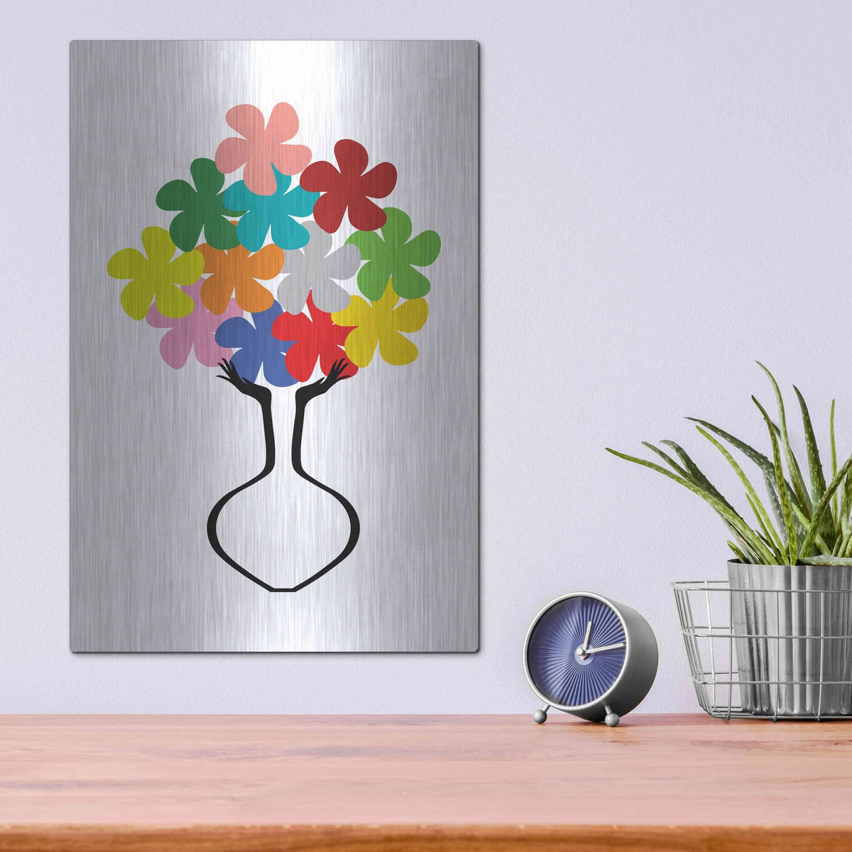 'Holding Some Flowers' by Cesare Bellassai – Metal Wall Art, 12x16 room view