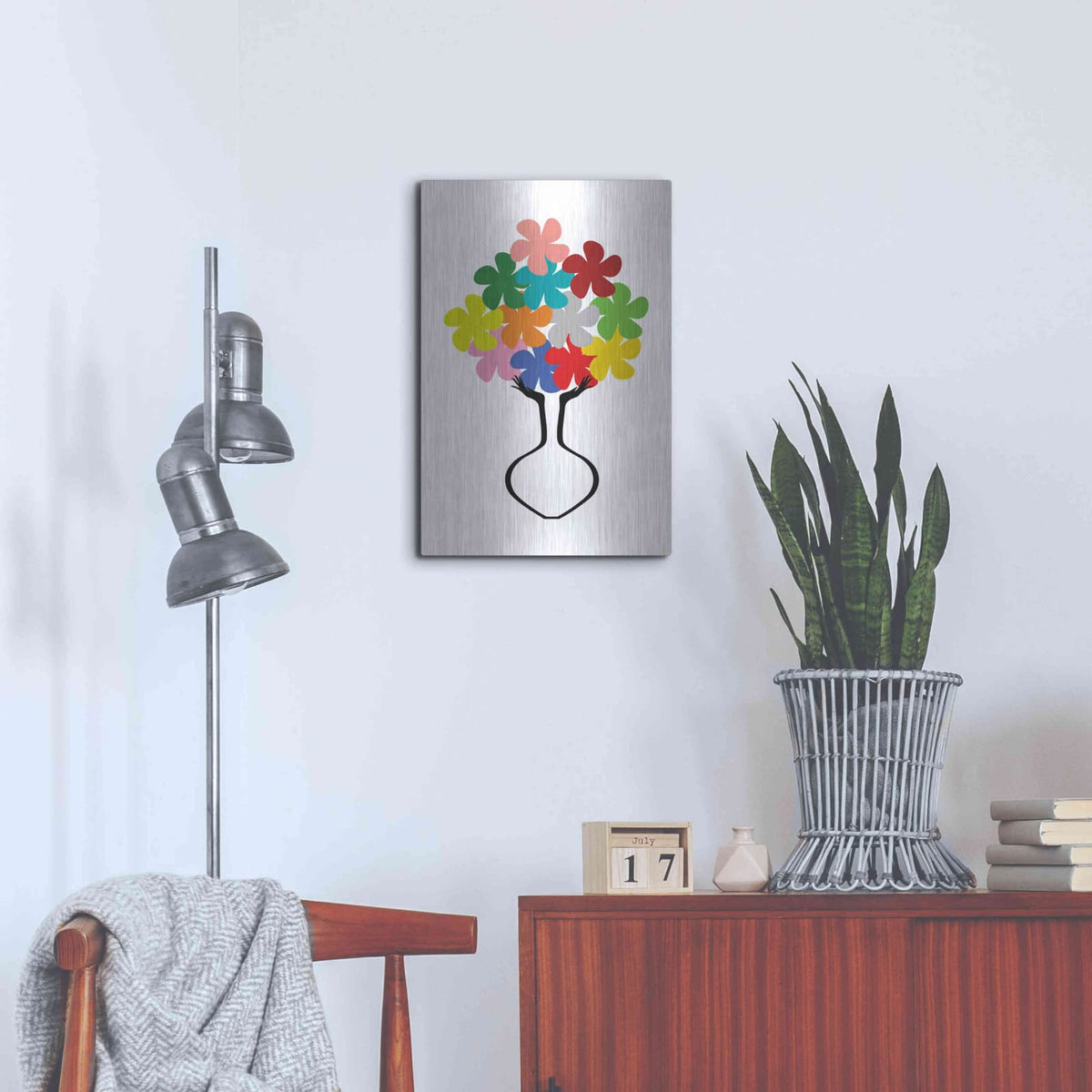'Holding Some Flowers' by Cesare Bellassai – Metal Wall Art, 16x24 room view