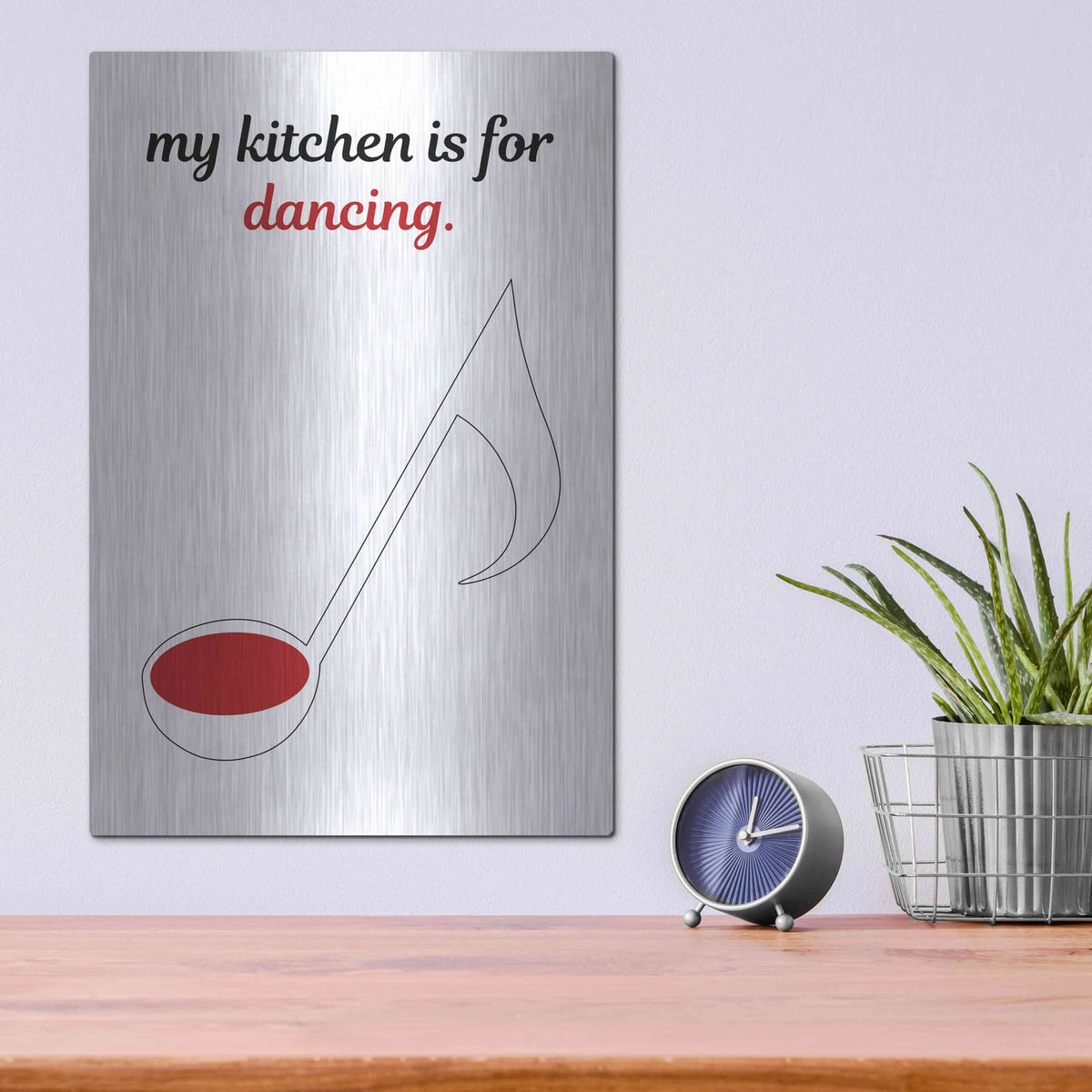 'My Kitchen is for Dancing' by Cesare Bellassai – Metal Wall Art, 12x16 room view