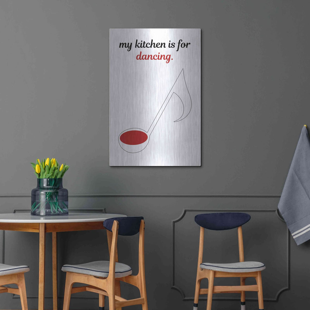 'My Kitchen is for Dancing' by Cesare Bellassai – Metal Wall Art, 24x36 room view