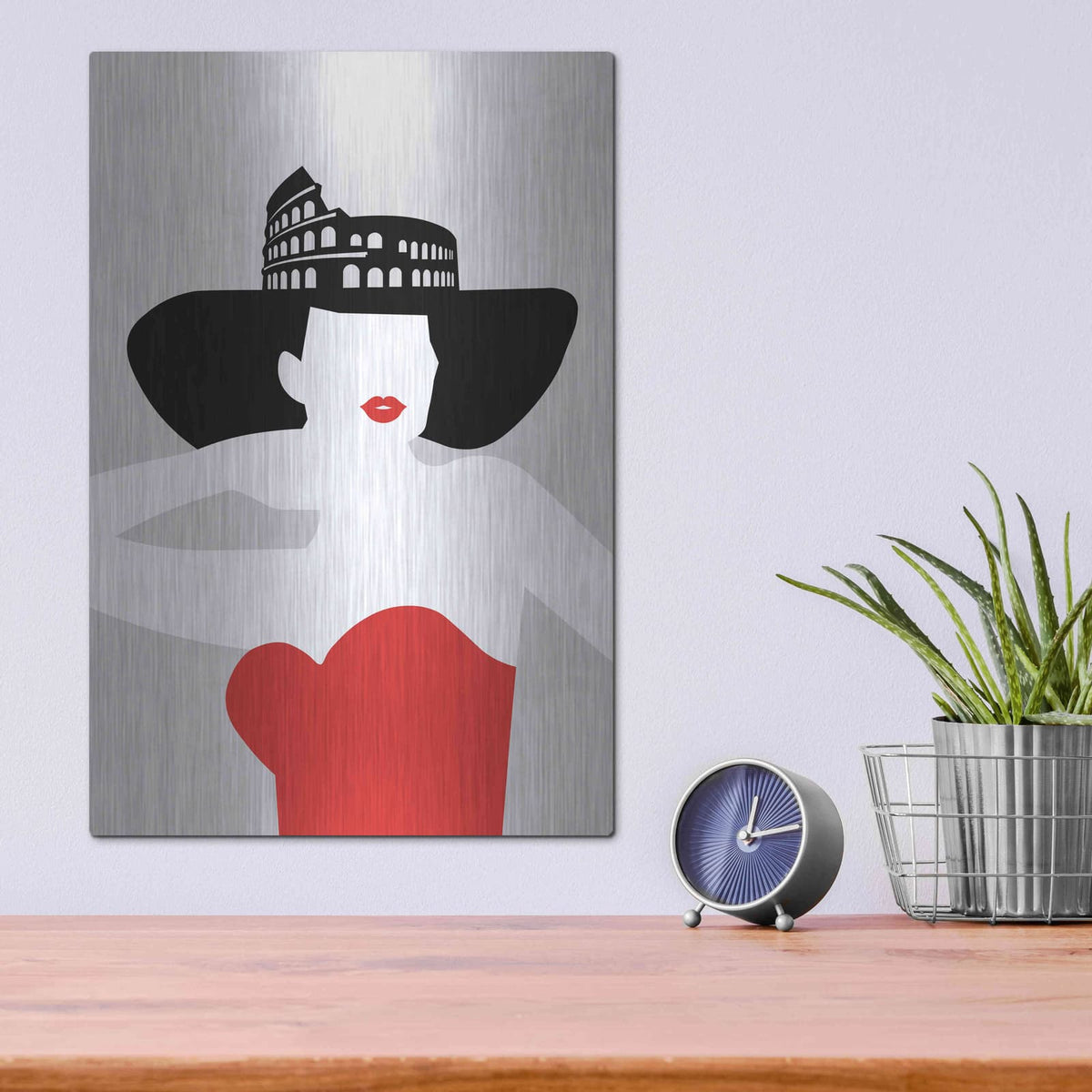 'Roma Fashion' by Cesare Bellassai – Metal Wall Art, 12x16 room view