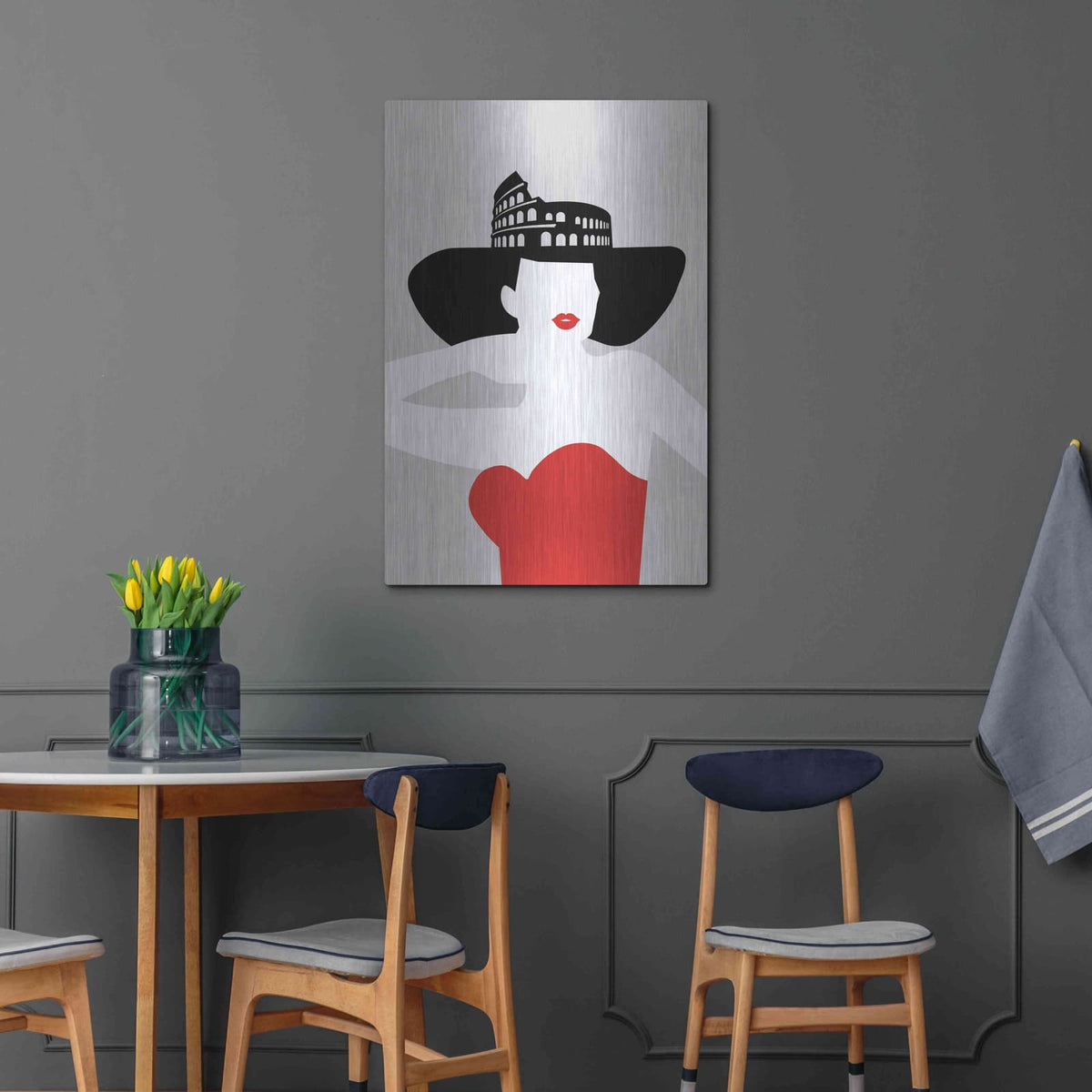 'Roma Fashion' by Cesare Bellassai – Metal Wall Art, 24x36 room view