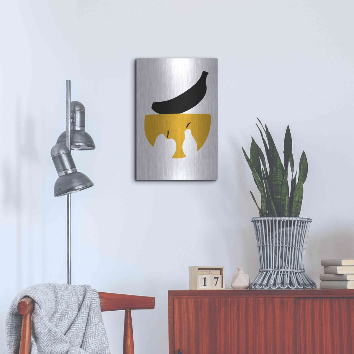 'Still Life with Black Banana' by Cesare Bellassai – Metal Wall Art, 16x24 room view