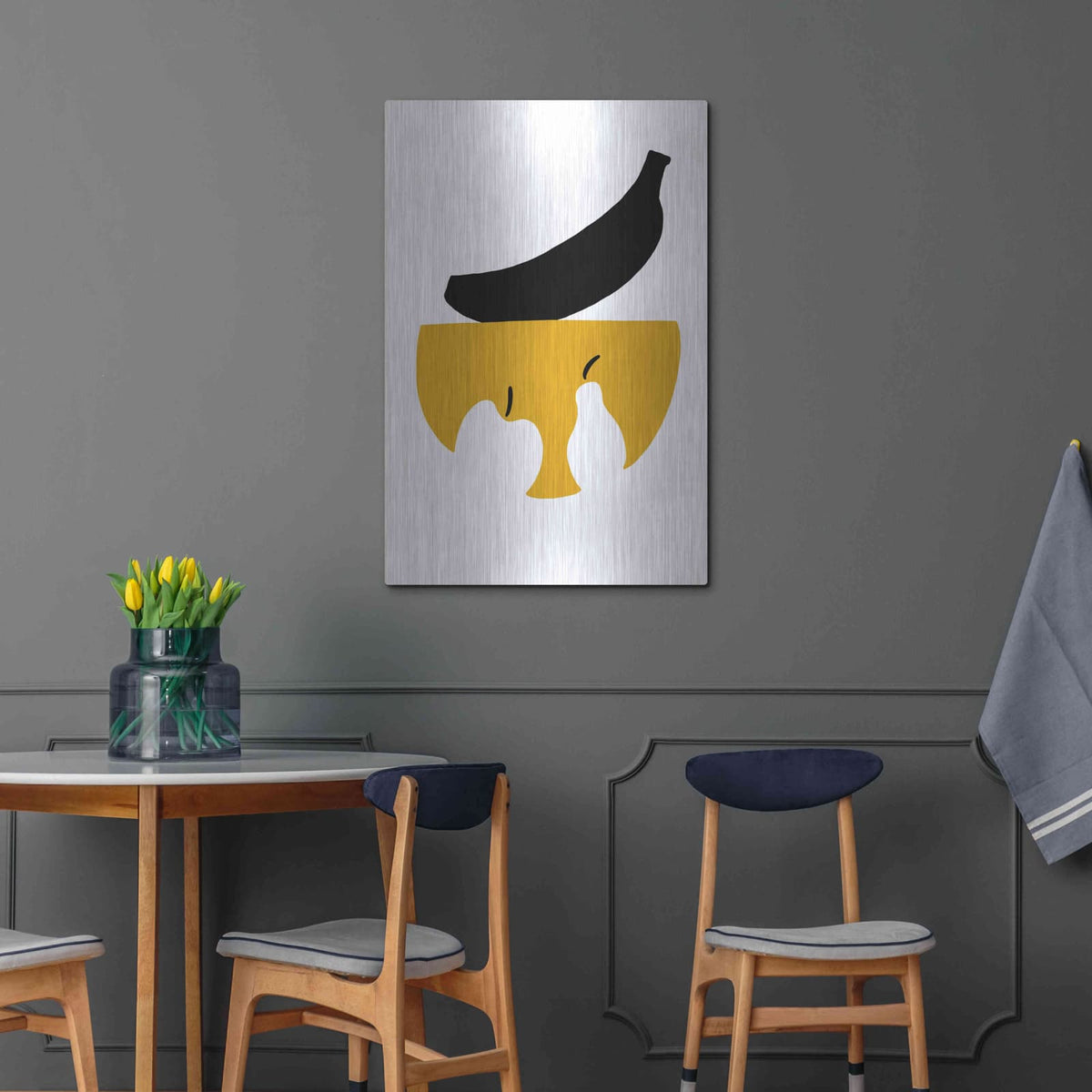 'Still Life with Black Banana' by Cesare Bellassai – Metal Wall Art, 24x36 room view