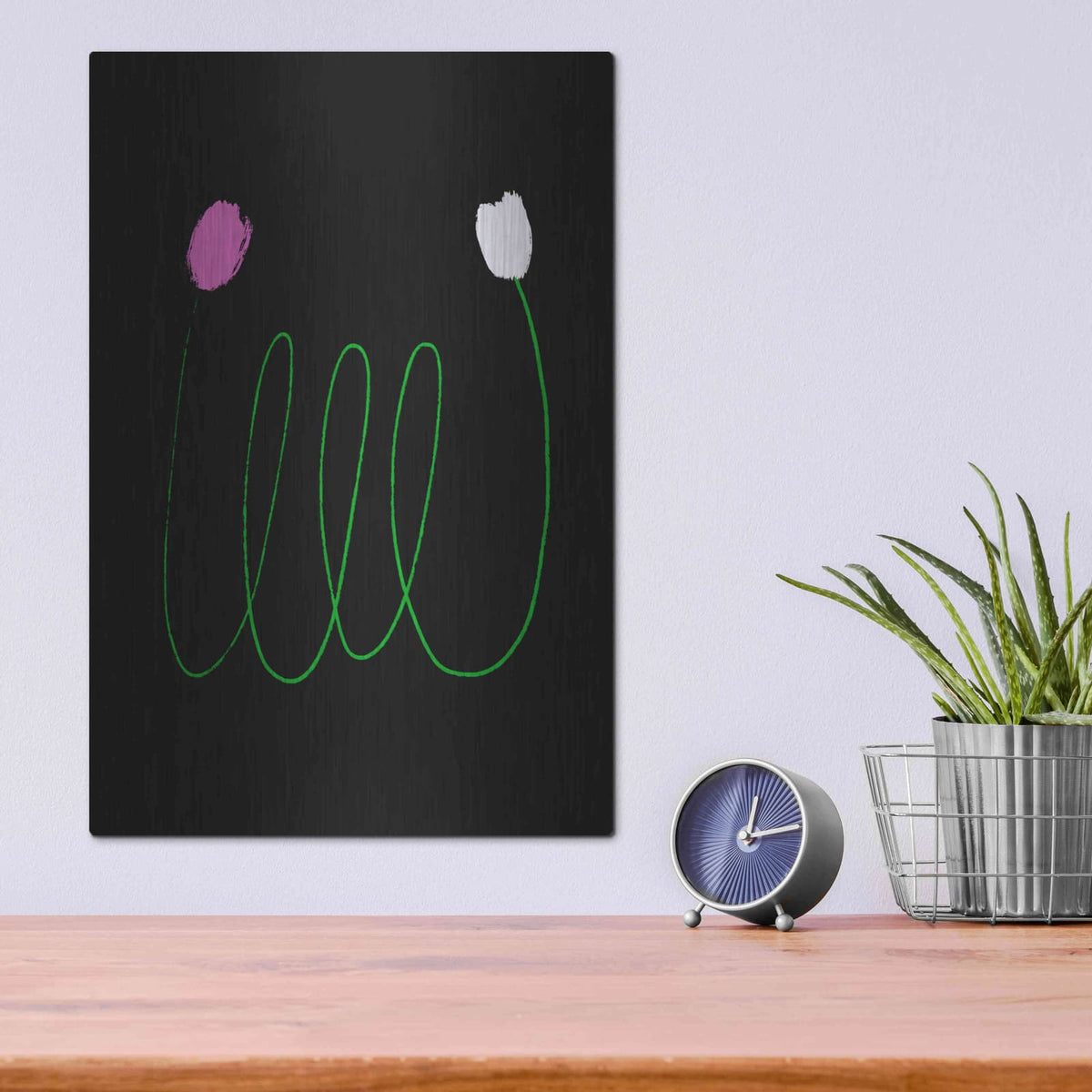 'Two Tulips' by Cesare Bellassai – Metal Wall Art, 12x16 room view