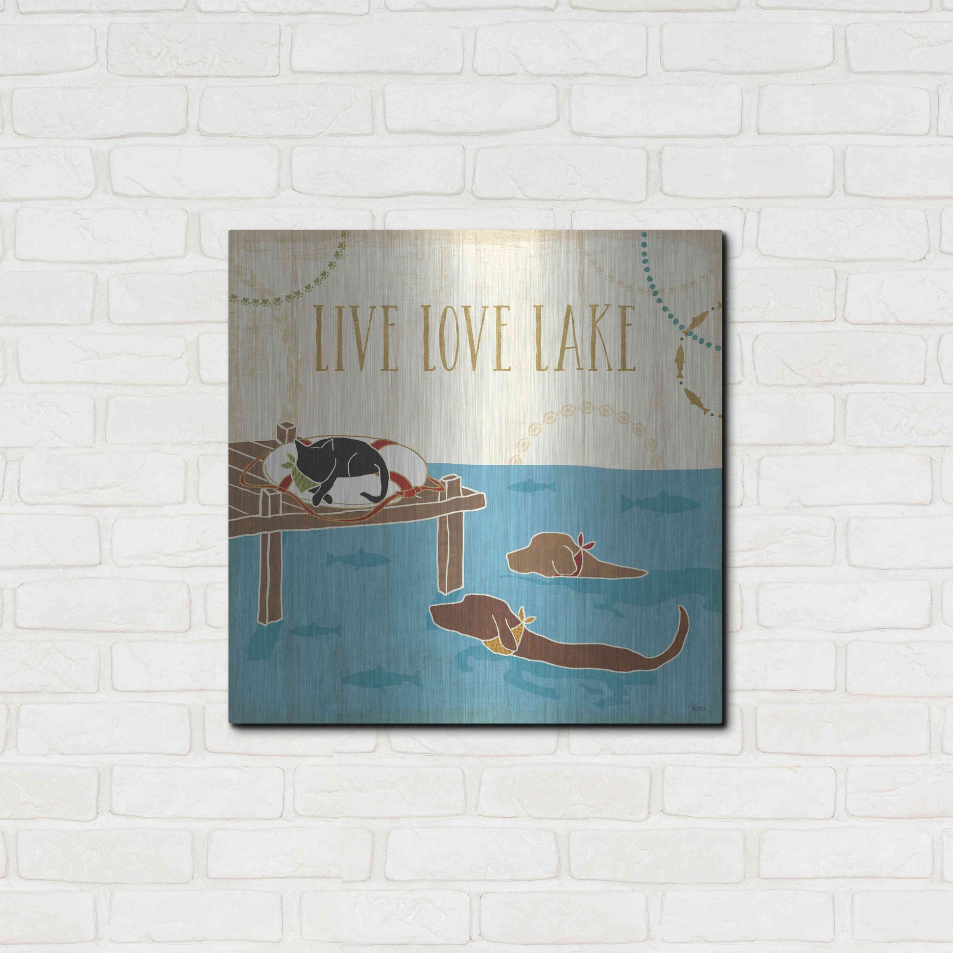 Luxe Metal Art 'Lake Pals V' by Veronique Charron, Metal Wall Art,24x24