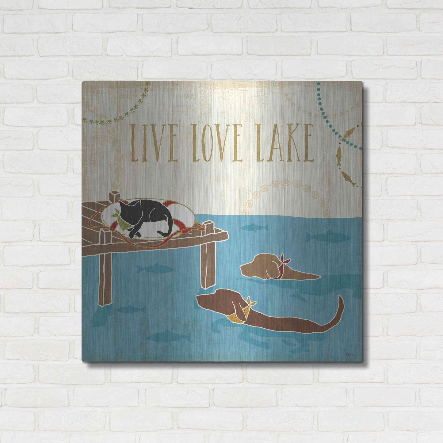 Luxe Metal Art 'Lake Pals V' by Veronique Charron, Metal Wall Art,36x36