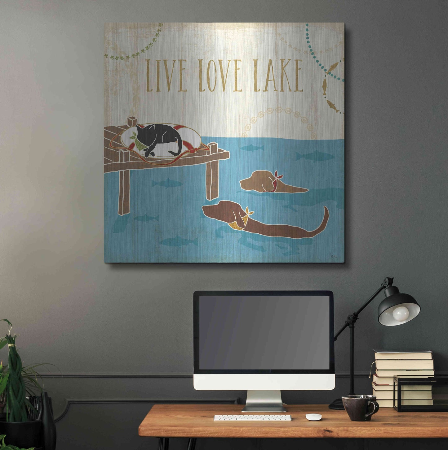 Luxe Metal Art 'Lake Pals V' by Veronique Charron, Metal Wall Art,36x36