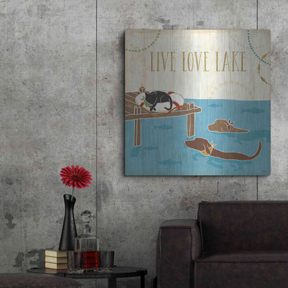 Luxe Metal Art 'Lake Pals V' by Veronique Charron, Metal Wall Art,36x36