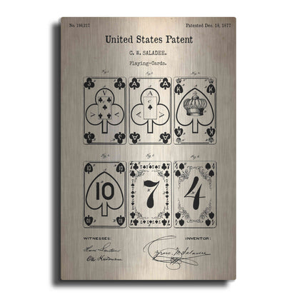 Luxe Metal Art 'Playing Cards Vintage Patent', Metal Wall Art