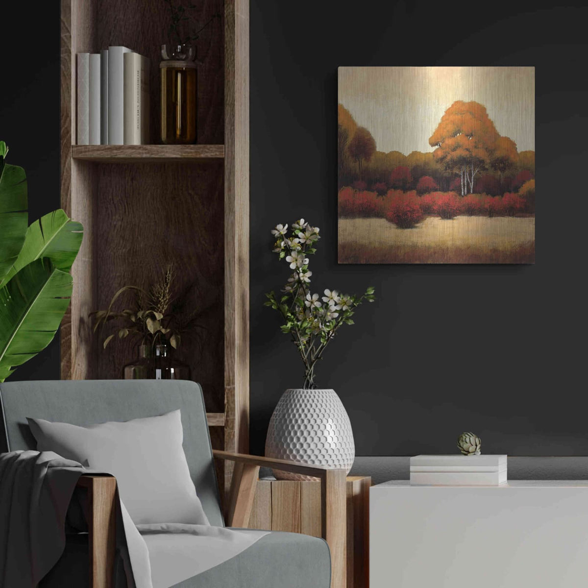 'Autumn Forest I' by James Wiens – Metal Wall Art, 24x24 room view