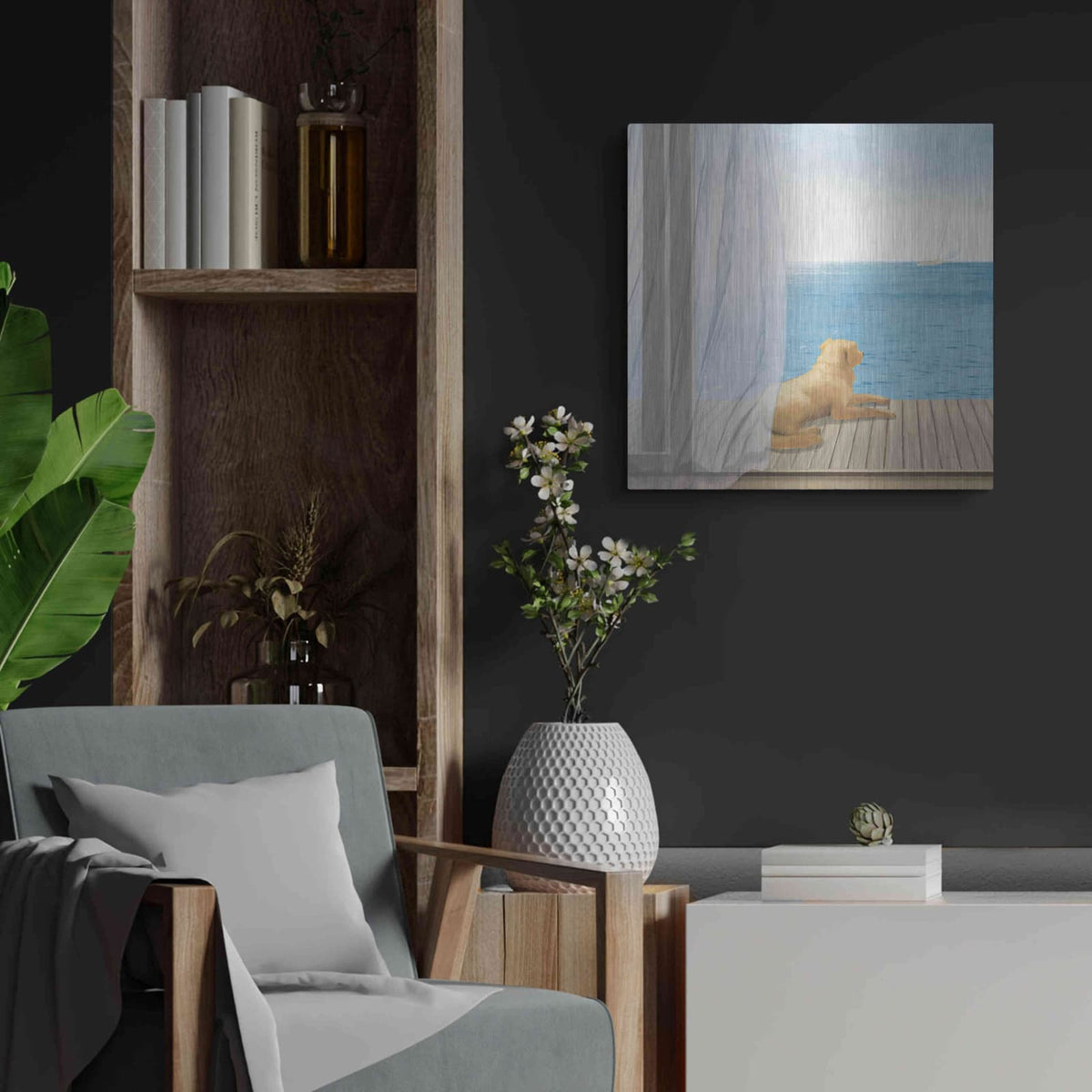 'Blue Breeze II' by James Wiens – Metal Wall Art, 24x24 room view