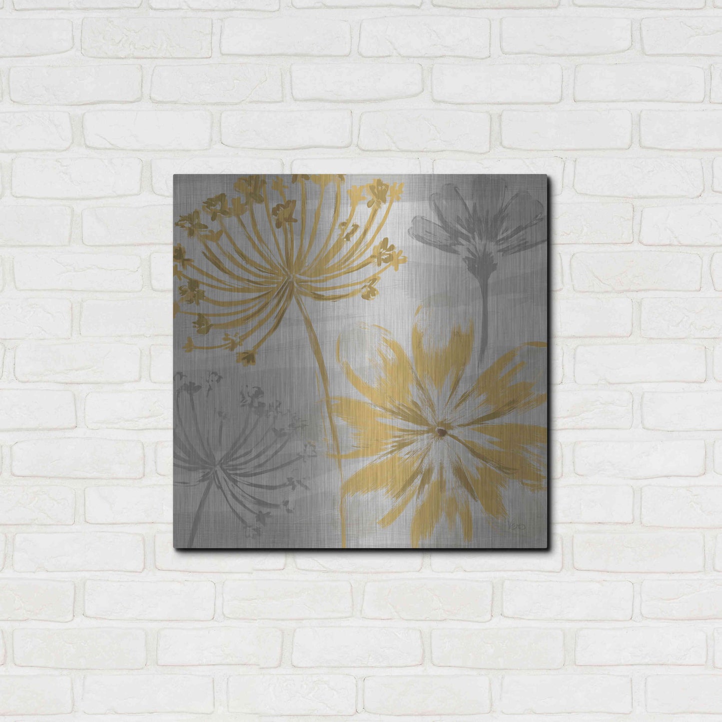 Luxe Metal Art 'Flowers in the Wind II' by Veronique Charron, Metal Wall Art,24x24