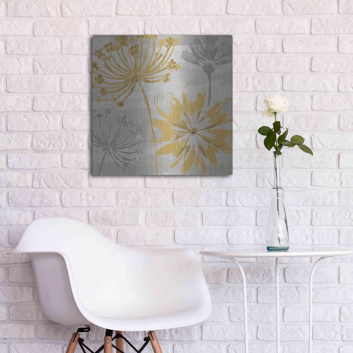 Luxe Metal Art 'Flowers in the Wind II' by Veronique Charron, Metal Wall Art,24x24