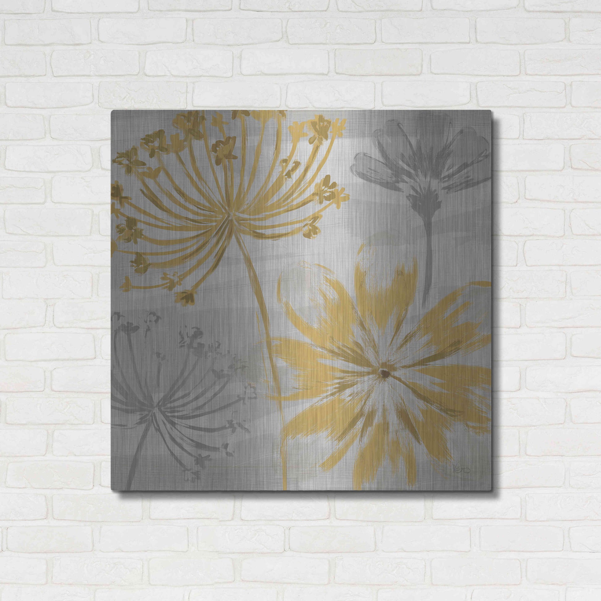 Luxe Metal Art 'Flowers in the Wind II' by Veronique Charron, Metal Wall Art,36x36