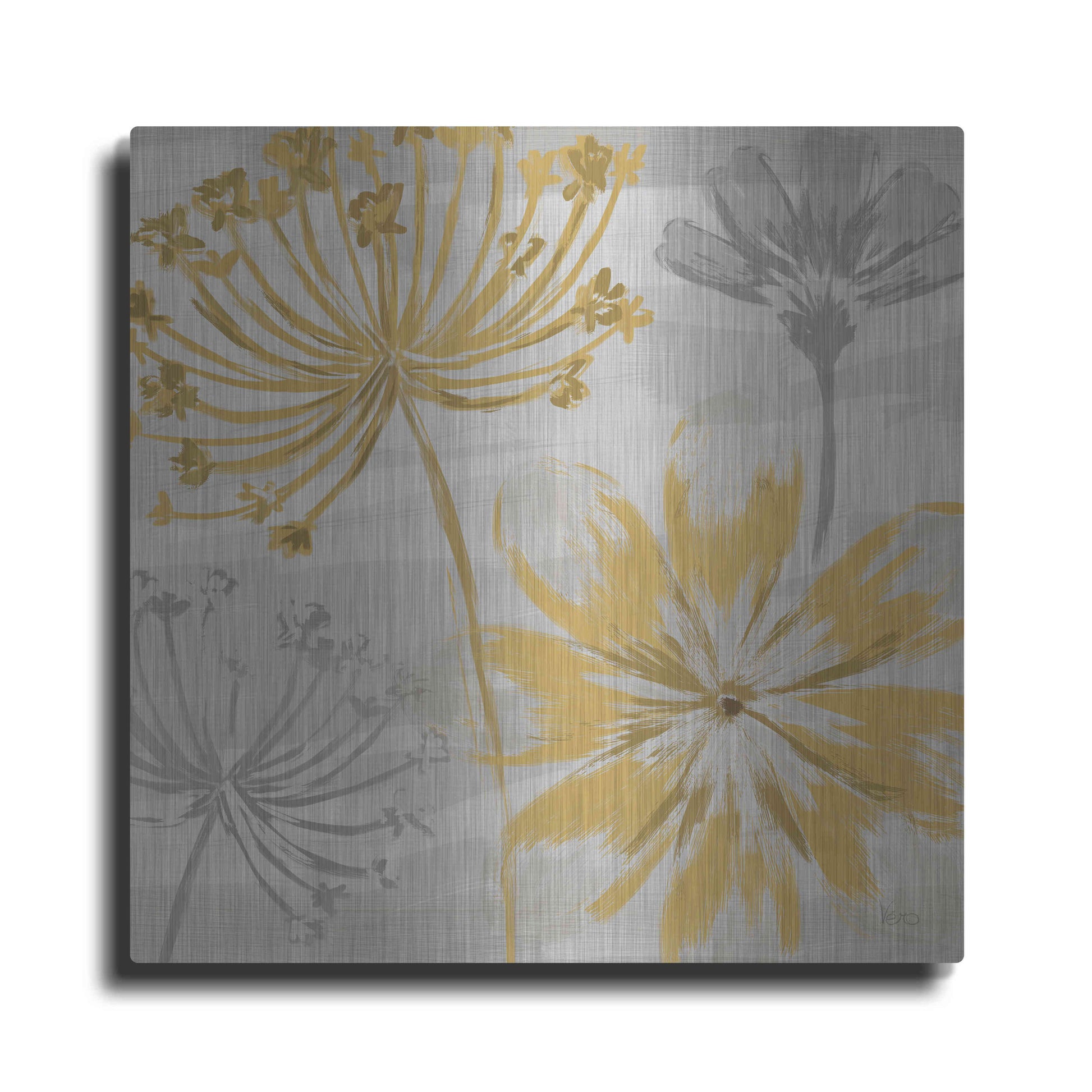 Luxe Metal Art 'Flowers in the Wind II' by Veronique Charron, Metal Wall Art