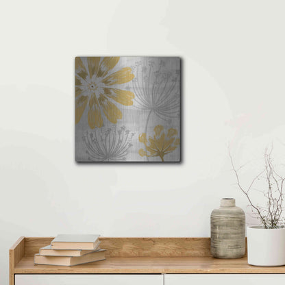 Luxe Metal Art 'Flowers in the Wind I' by Veronique Charron, Metal Wall Art,12x12