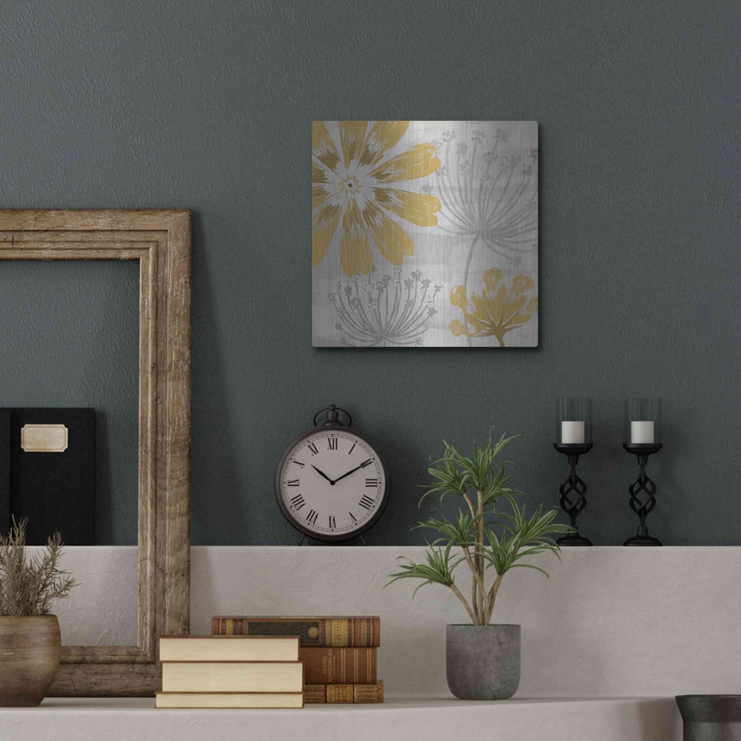 Luxe Metal Art 'Flowers in the Wind I' by Veronique Charron, Metal Wall Art,12x12