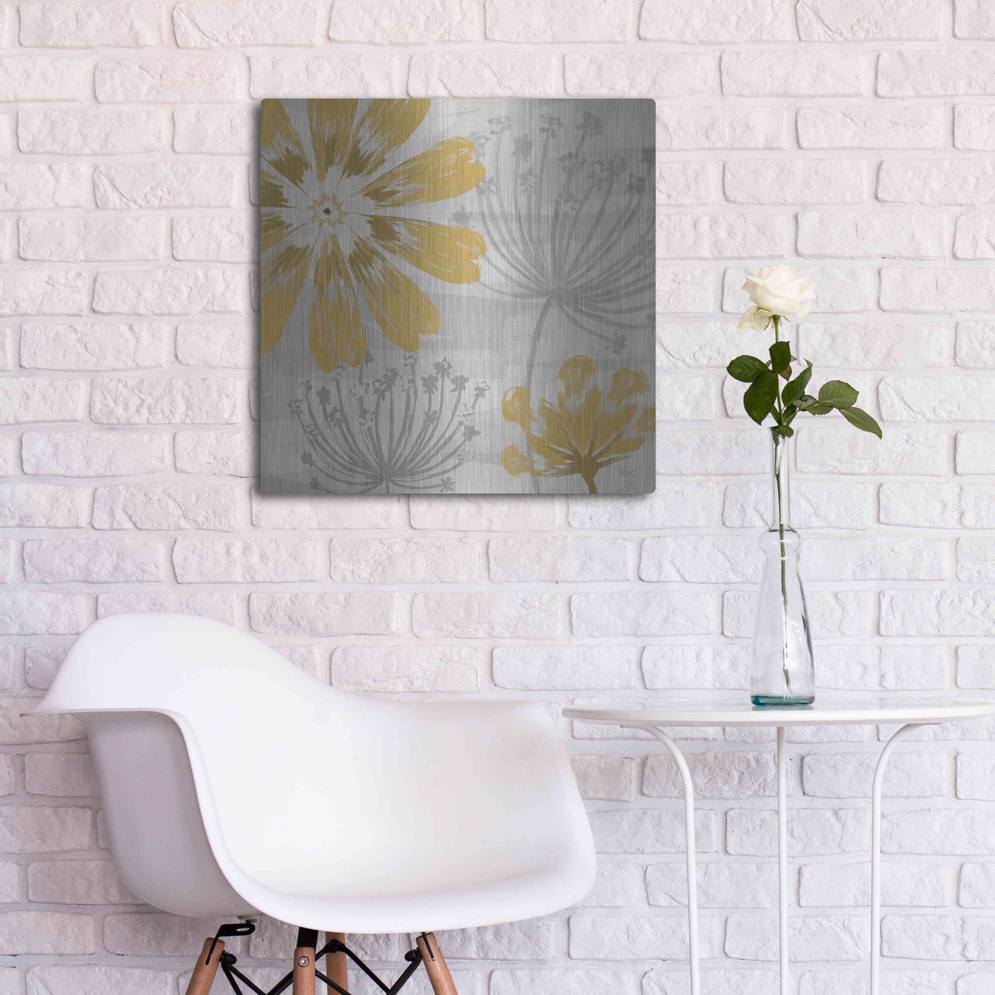 Luxe Metal Art 'Flowers in the Wind I' by Veronique Charron, Metal Wall Art,24x24