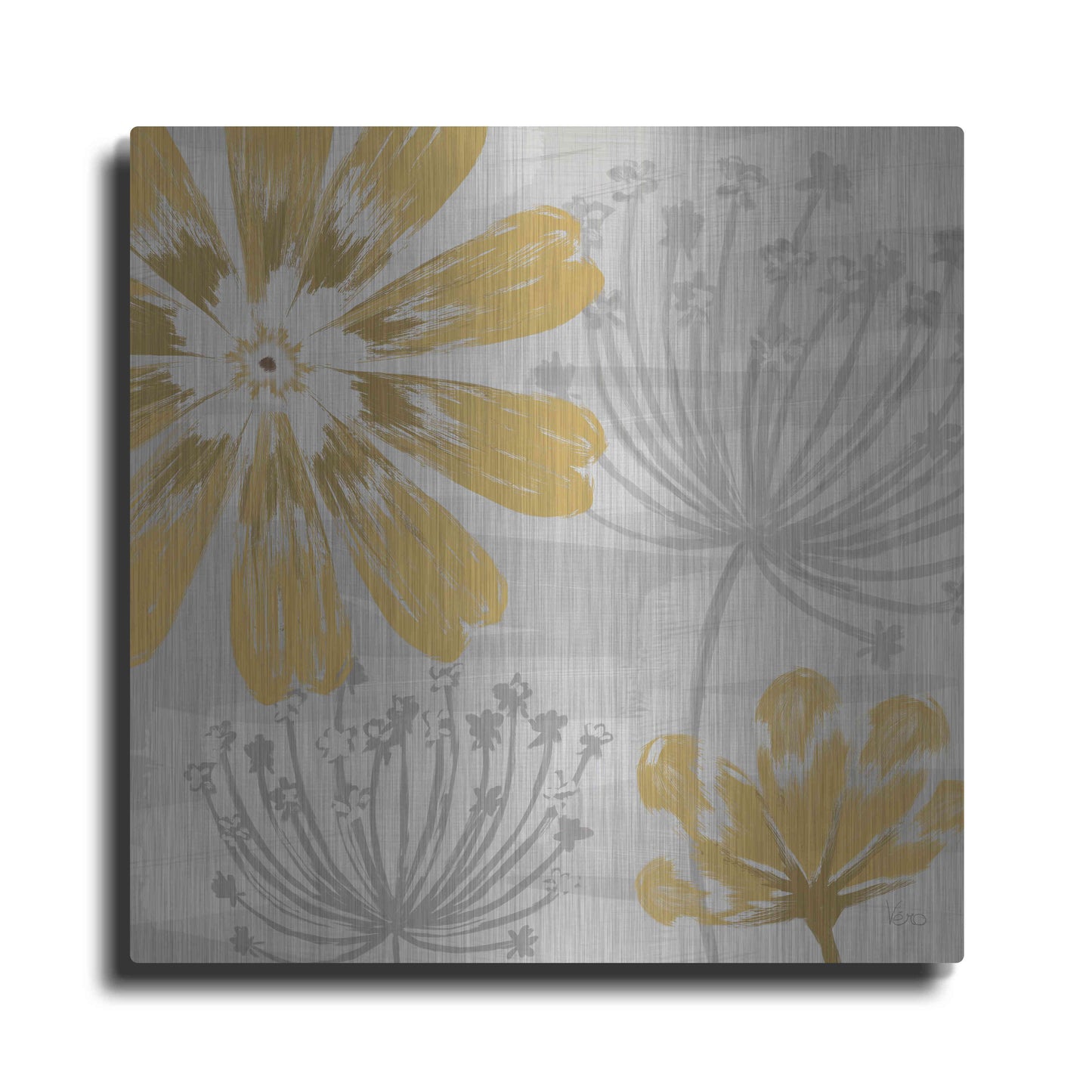 Luxe Metal Art 'Flowers in the Wind I' by Veronique Charron, Metal Wall Art