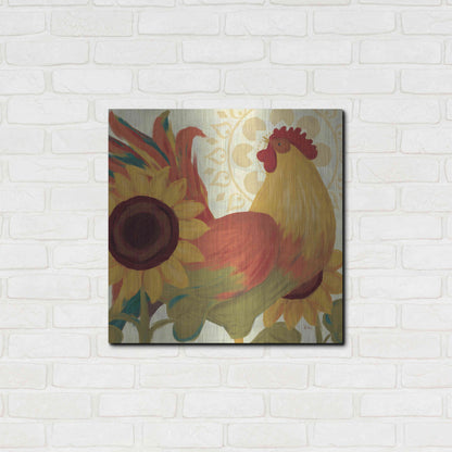 Luxe Metal Art 'Spice Roosters II' by Veronique Charron, Metal Wall Art,24x24