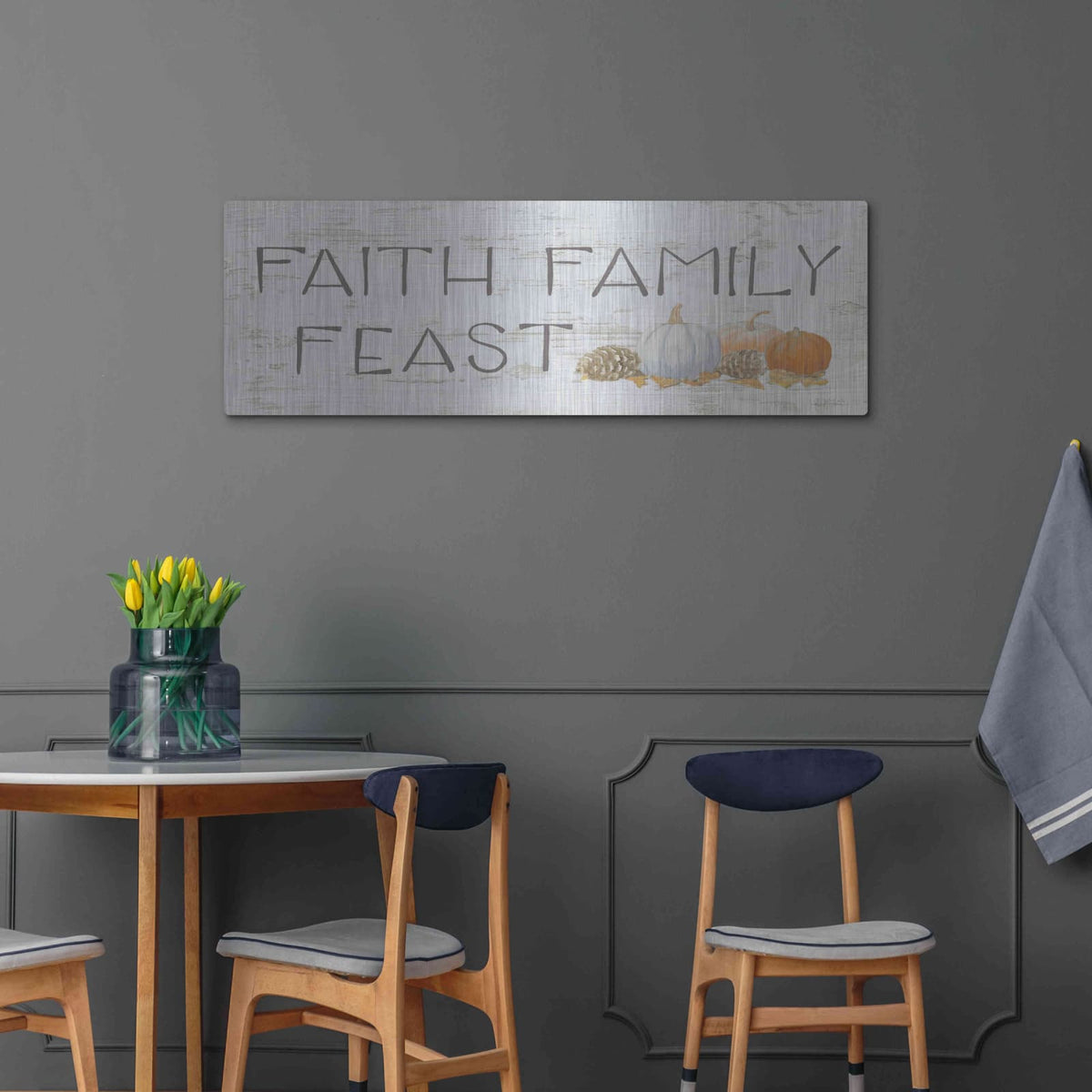 'Beautiful Bounty Sign III' by James Wiens – Metal Wall Art, 48x16 room view
