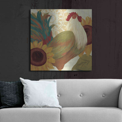 Luxe Metal Art 'Spice Roosters I' by Veronique Charron, Metal Wall Art,36x36