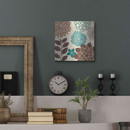 Luxe Metal Art 'Abstract Garden Blue I' by Veronique Charron, Metal Wall Art,12x12