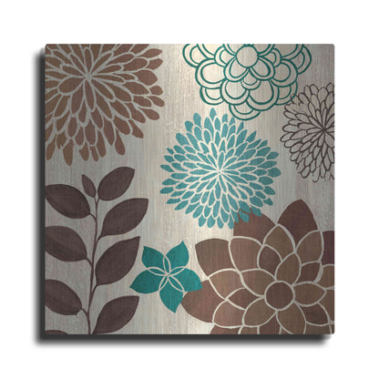 Luxe Metal Art 'Abstract Garden Blue I' by Veronique Charron, Metal Wall Art