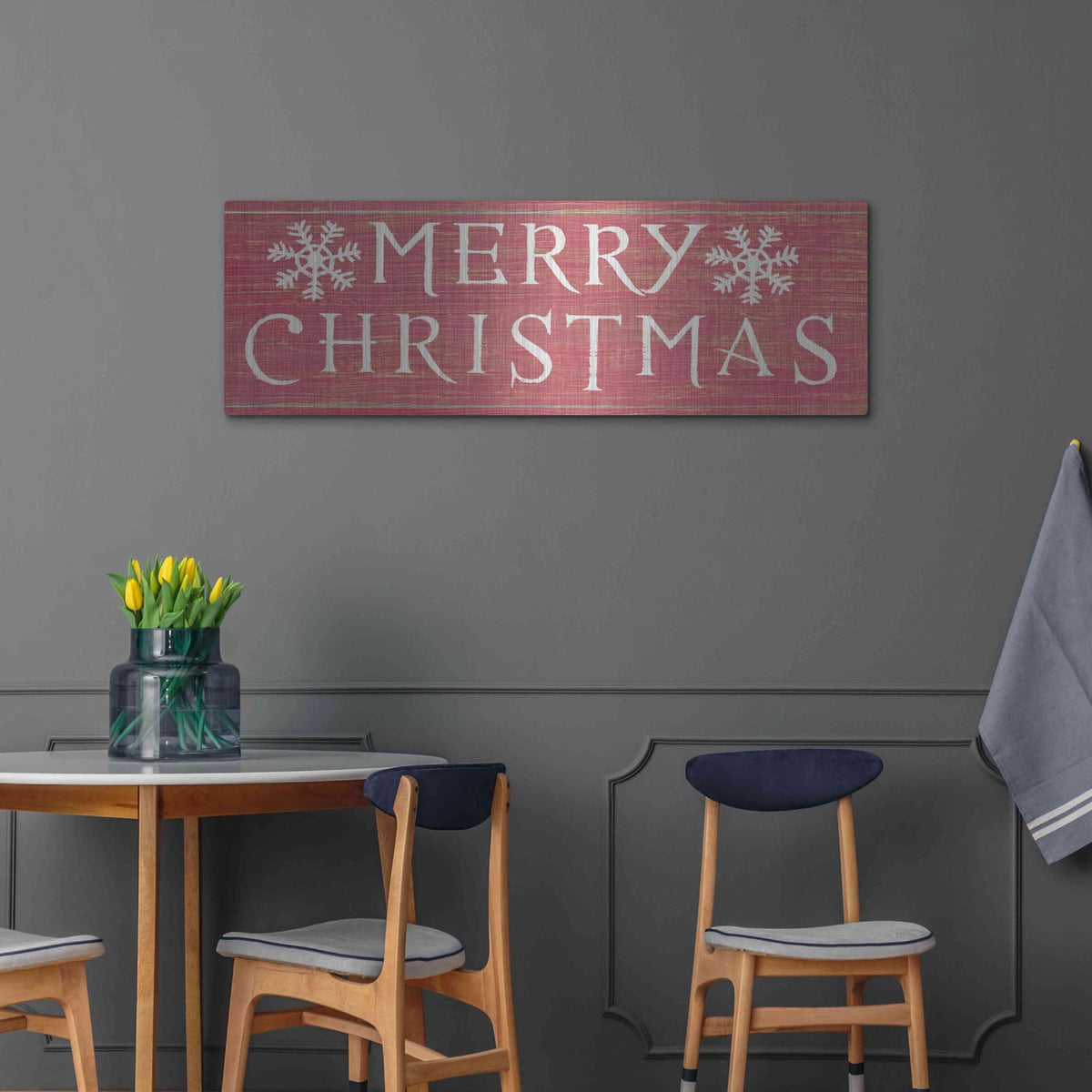 'Christmas Affinity III Red' by James Wiens – Metal Wall Art, 48x16 room view