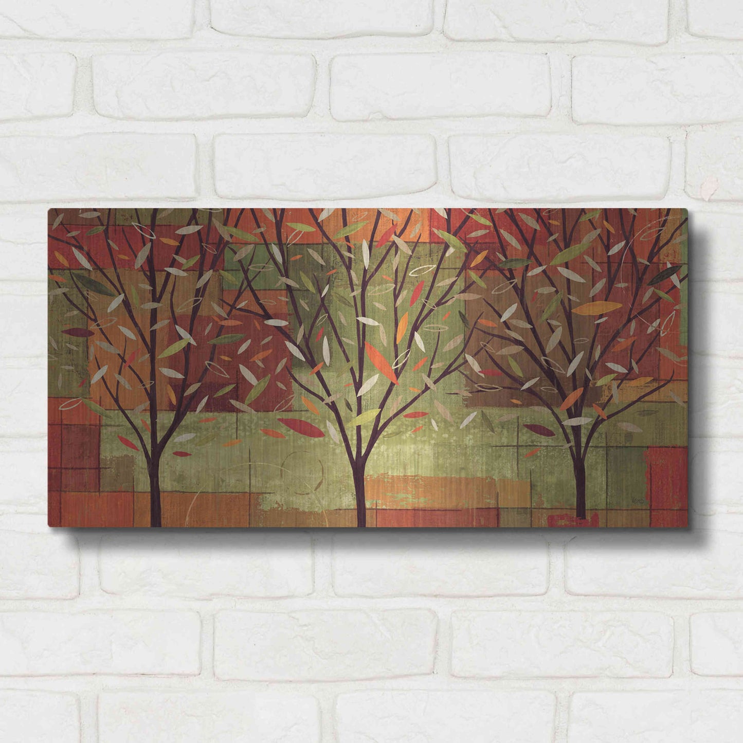 Luxe Metal Art 'Watercolor Forest II' by Veronique Charron, Metal Wall Art,24x12