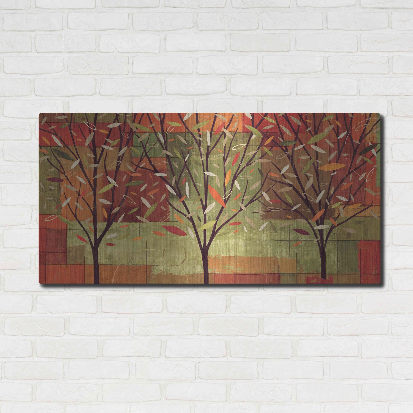 Luxe Metal Art 'Watercolor Forest II' by Veronique Charron, Metal Wall Art,48x24