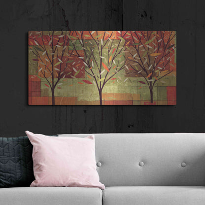 Luxe Metal Art 'Watercolor Forest II' by Veronique Charron, Metal Wall Art,48x24