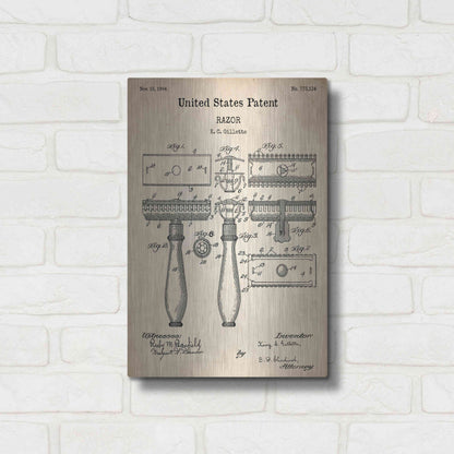 Luxe Metal Art 'Razor Vintage Patent', Metal Wall Art,12x16