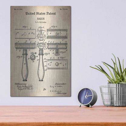 Luxe Metal Art 'Razor Vintage Patent', Metal Wall Art,12x16