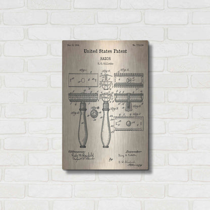 Luxe Metal Art 'Razor Vintage Patent', Metal Wall Art,16x24