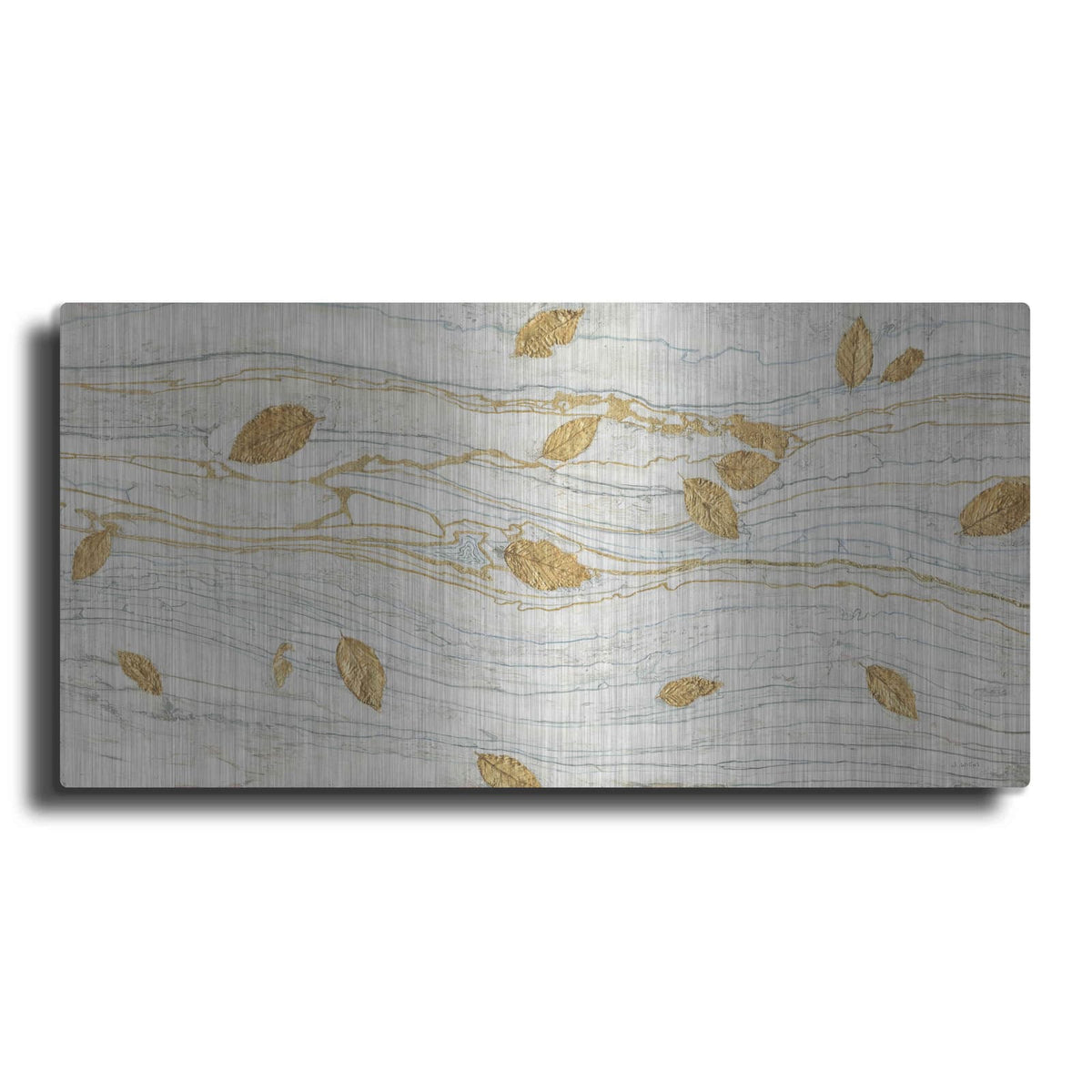 'Golden Fossil Leaves' by James Wiens – Metal Wall Art